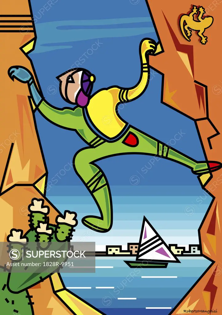 Illustration of Rock Climber   