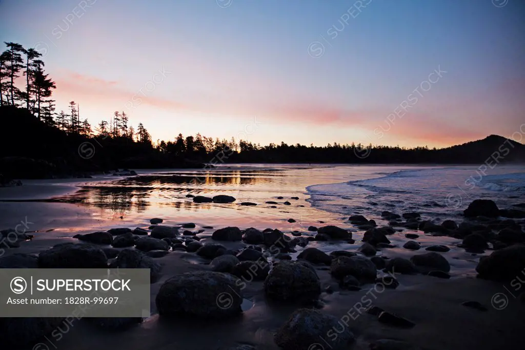 Tofino area of Long Beach at sunrise, West Coast, British Columbia, Canada. 10/03/2013
