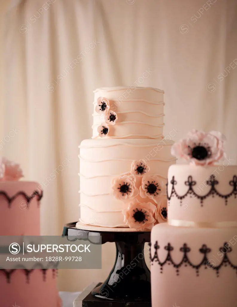 Pink Tiered Wedding Cakes, Studio Shot. 12/18/2011