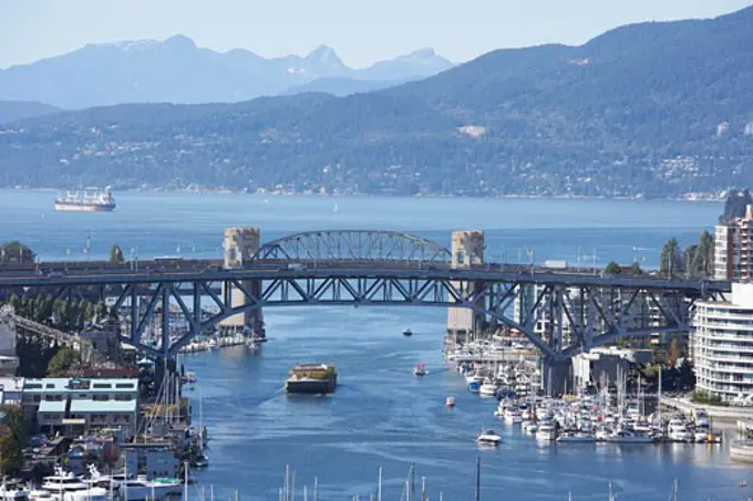 Burrard Street Bridge and False Creek, Vancouver, British Columbia, Canada   