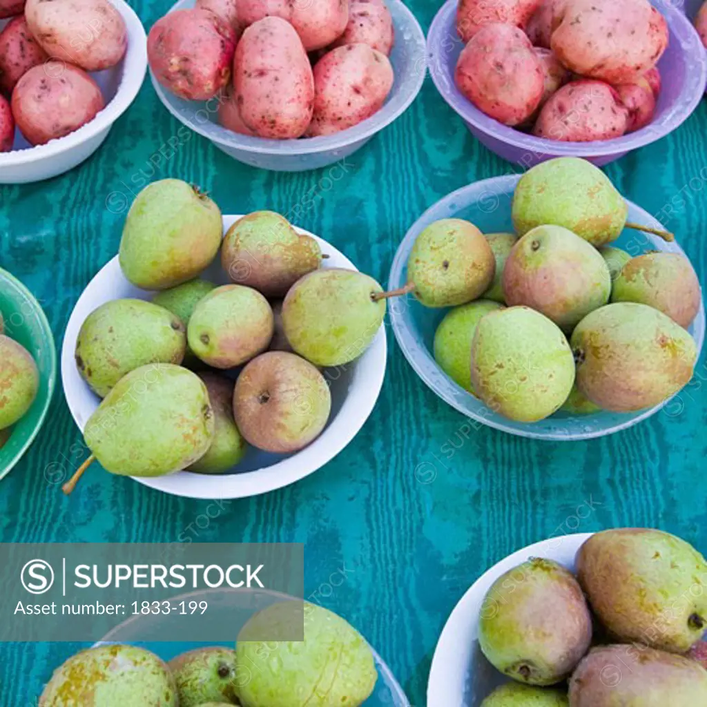 Pears and Potatoes at market
