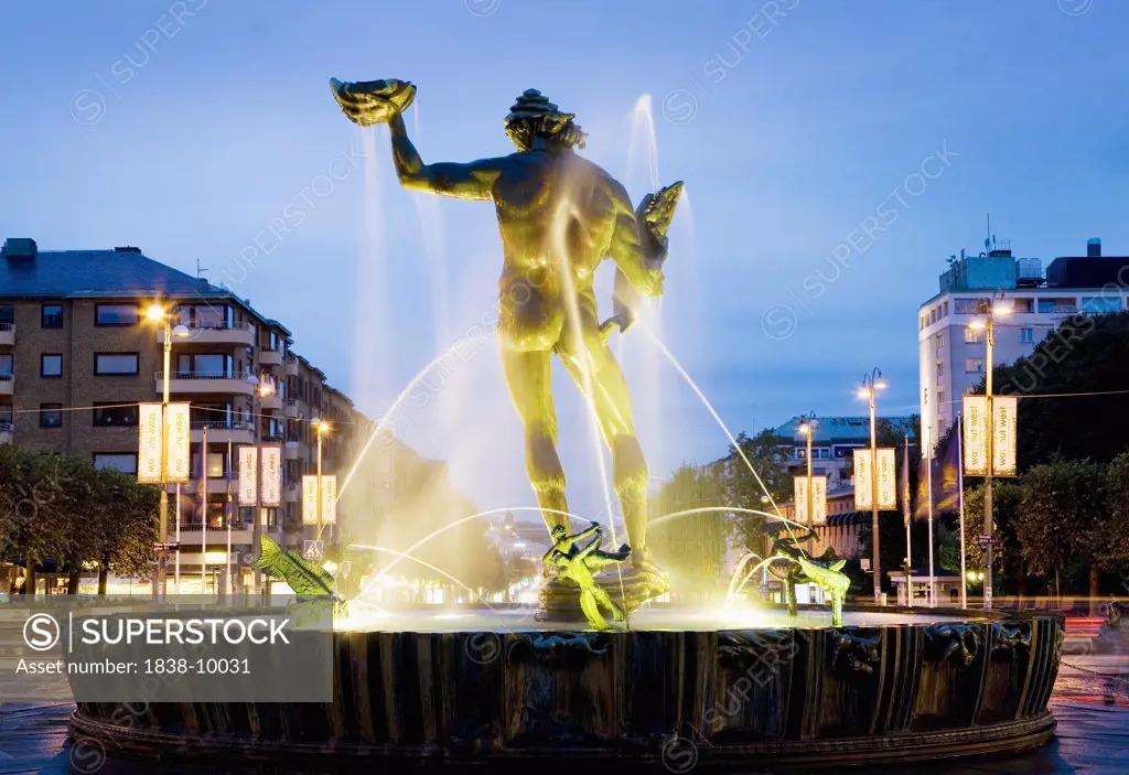 Statue of Poseiden in Fountain, Gothenburg, Sweden