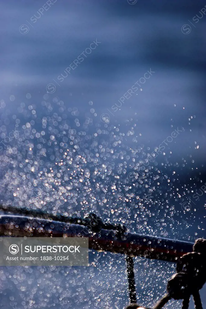 Water Splashing Over Boat Rail