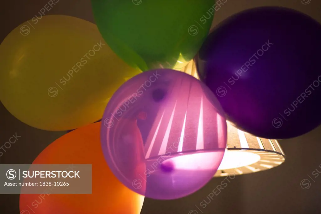 Colorful Balloons Surrounding Ceiling Lamp