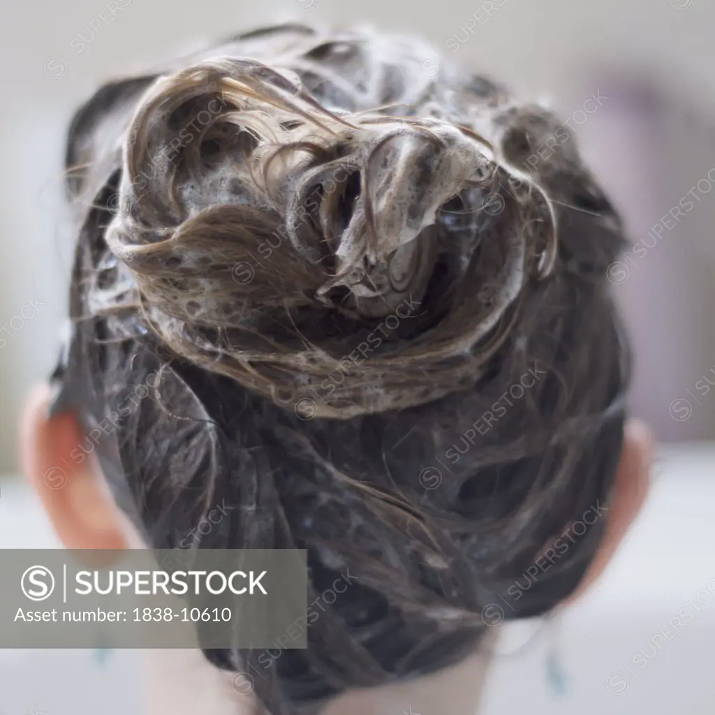 Close-up of Girl's Soapy Hair