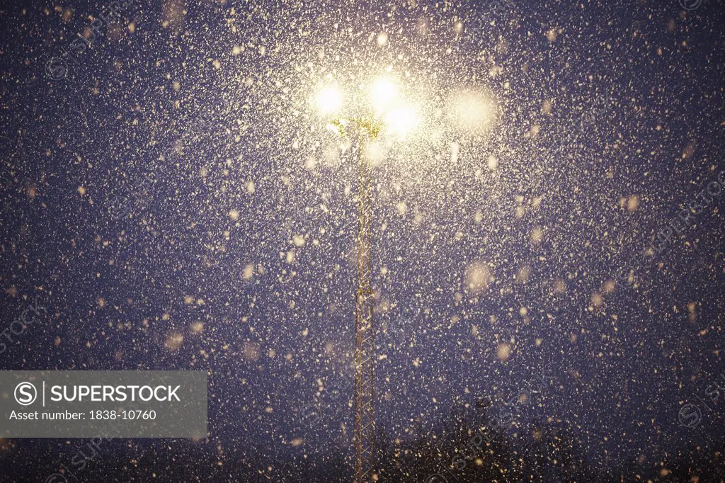 Streetlight in Snow Storm