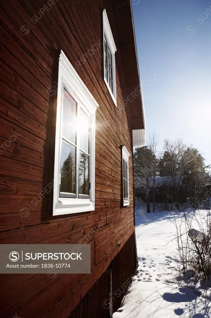 Side of House in Winter, Halsingland, Sweden
