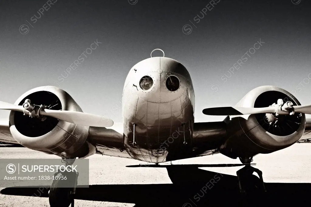 Old Propeller Airplane, Front View