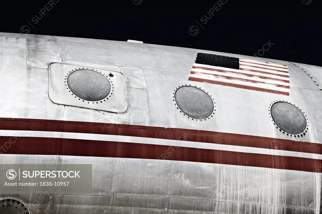 Vintage Airplane With US Flag