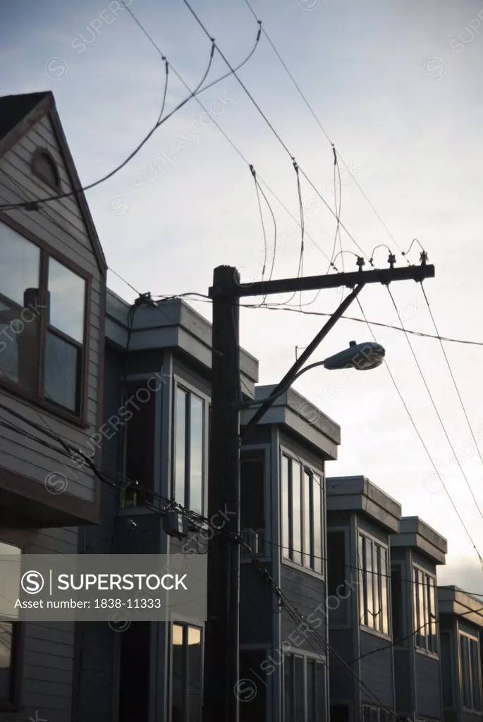 Row of Houses and Telephone Wires, San Francisco, California, USA
