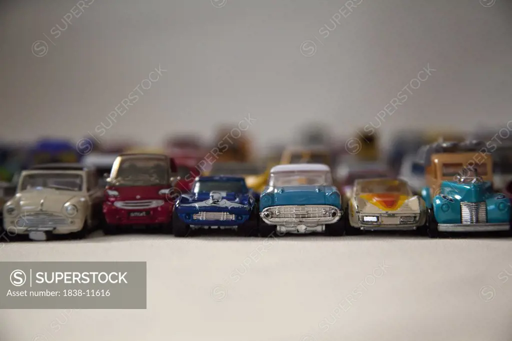 Rows of Old Toy Cars
