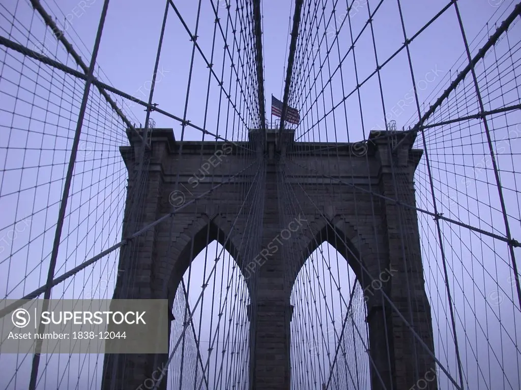 Brooklyn Bridge, Detail, Low Angle View, New York City, USA