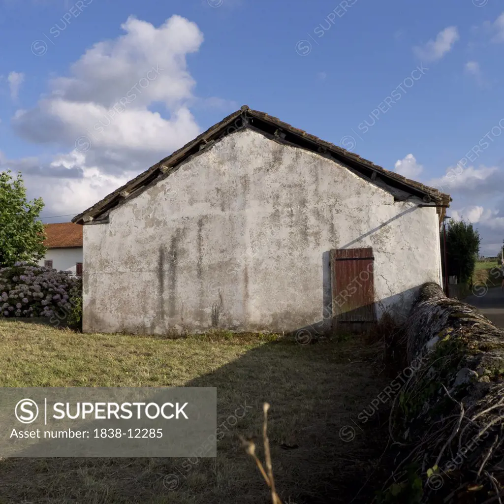 Rural House and Stone Wall, Arancou, Pays Basque, France