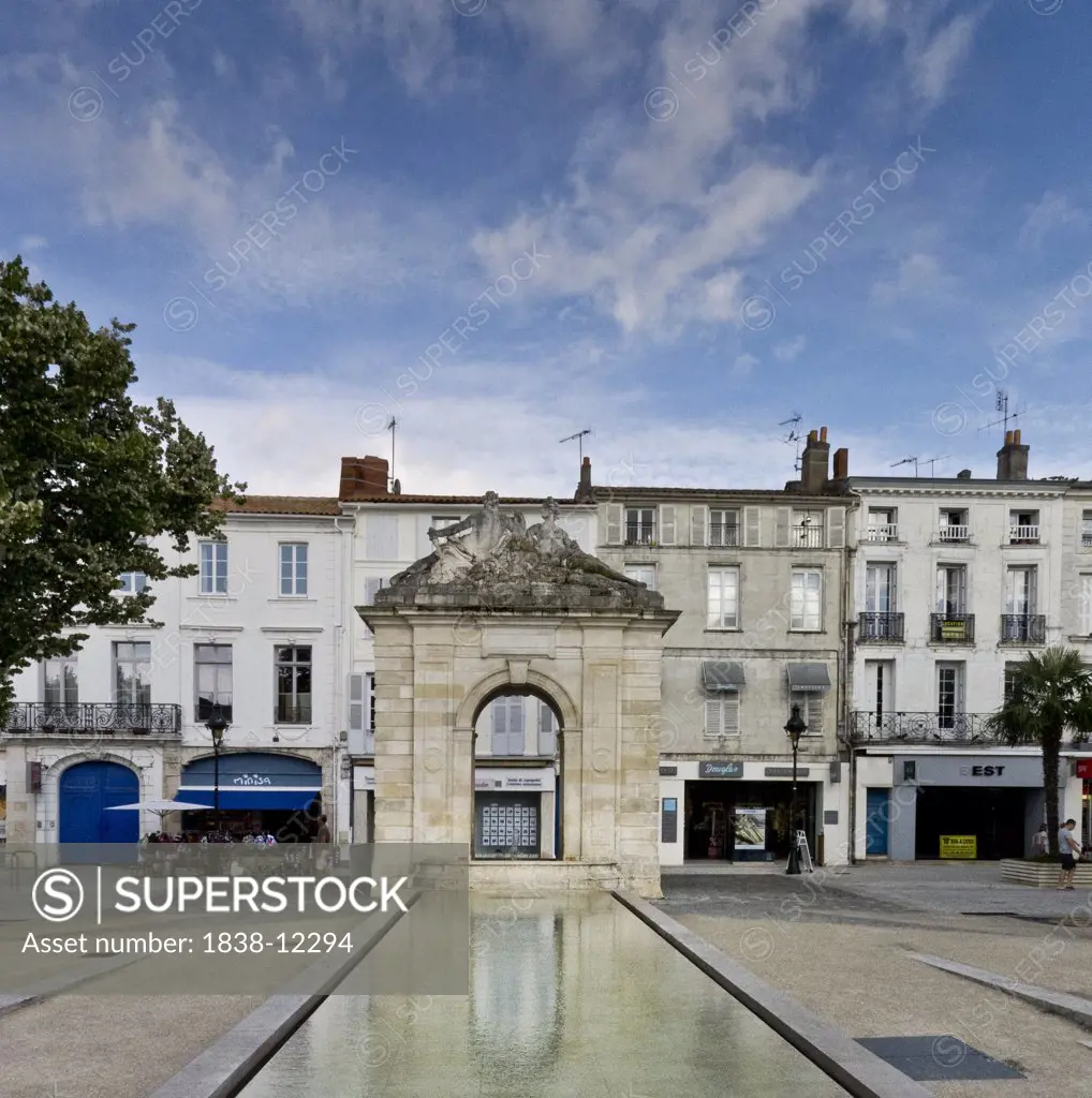 Town Square With Reflecting Pool, Rochforte, France