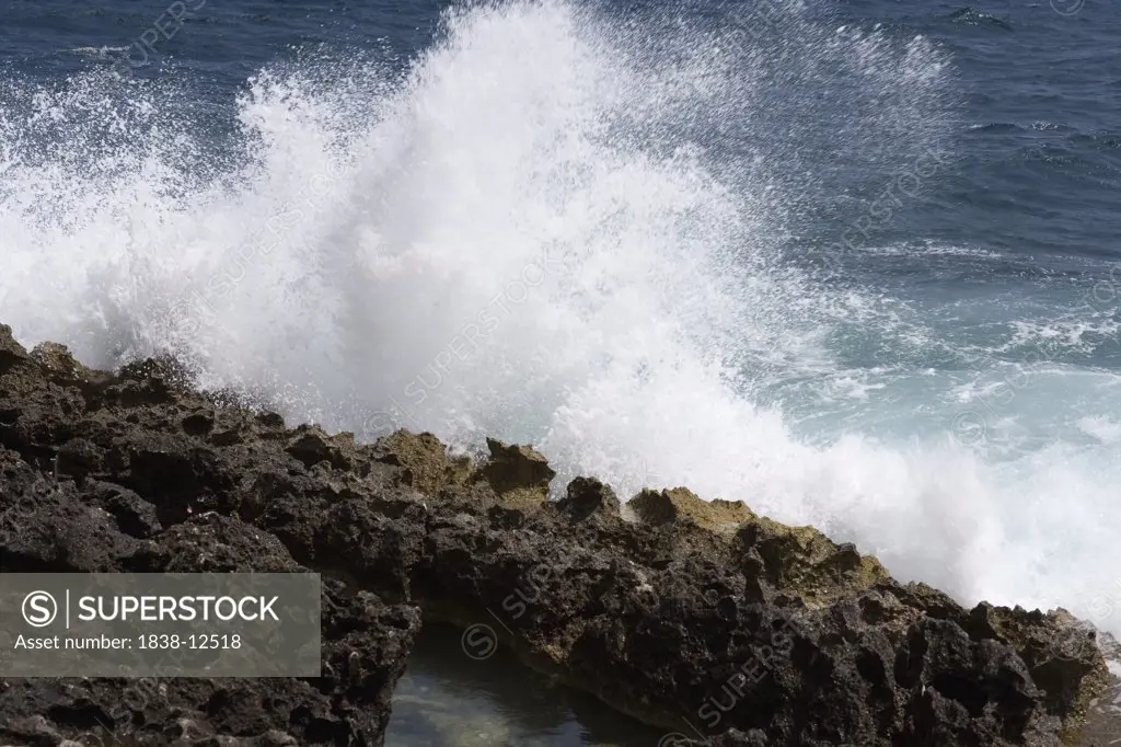 Waves Crashing Against Rocky Coast, Malta