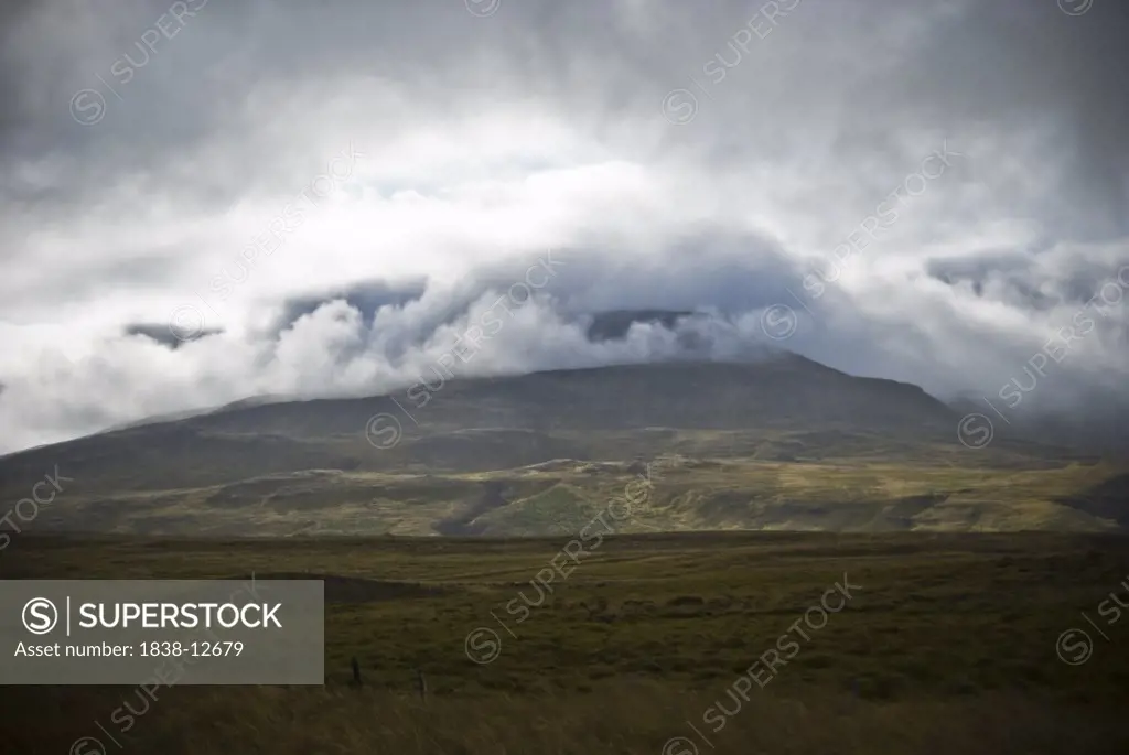Mountain Shrouded in Dramatic Clouds, Iceland