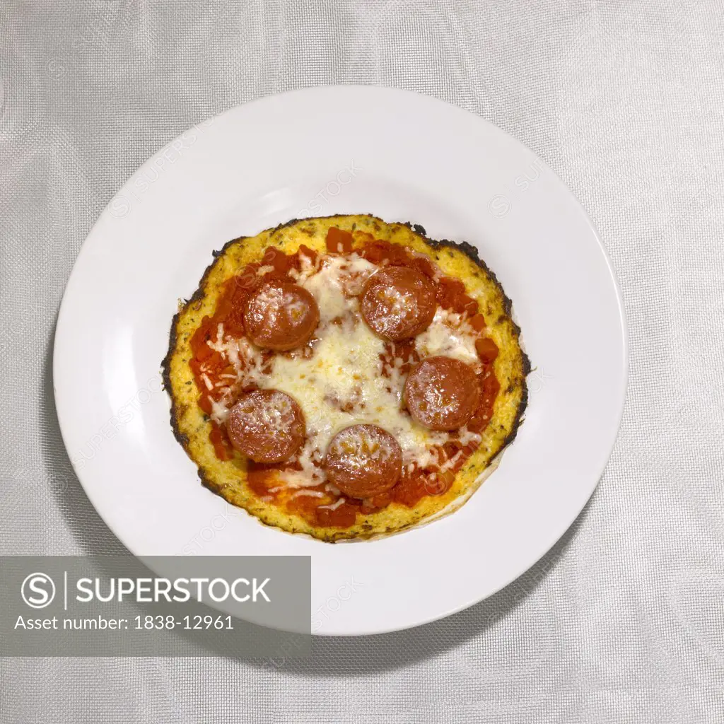 Small Cauliflower Crust Pepperoni Pizza on Plate