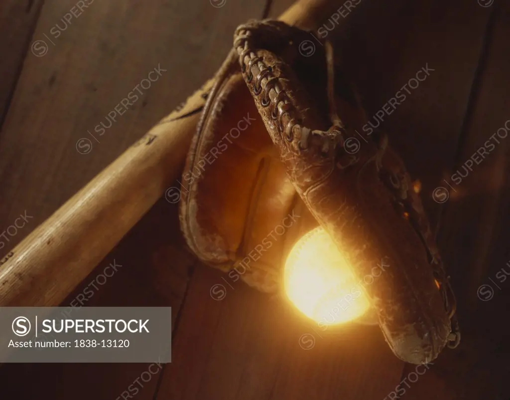 Baseball Glove and Glowing Ball