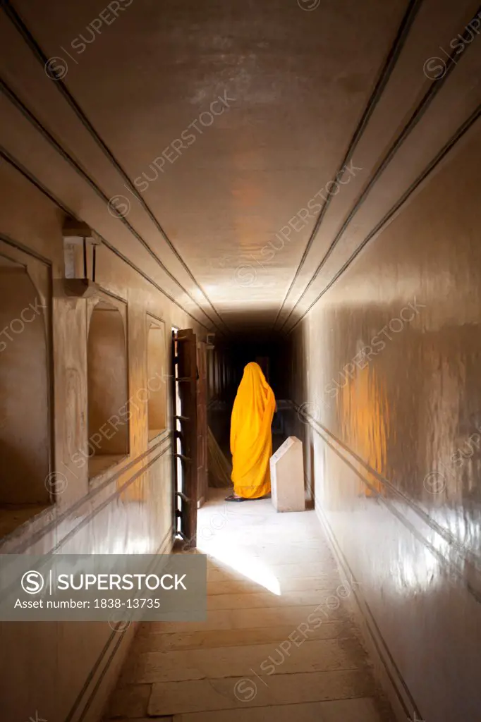 Robed Woman in Hallway, India