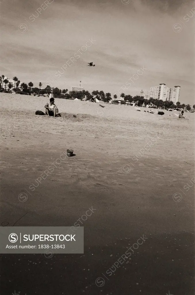 People on Beach, Los Angeles, California, USA