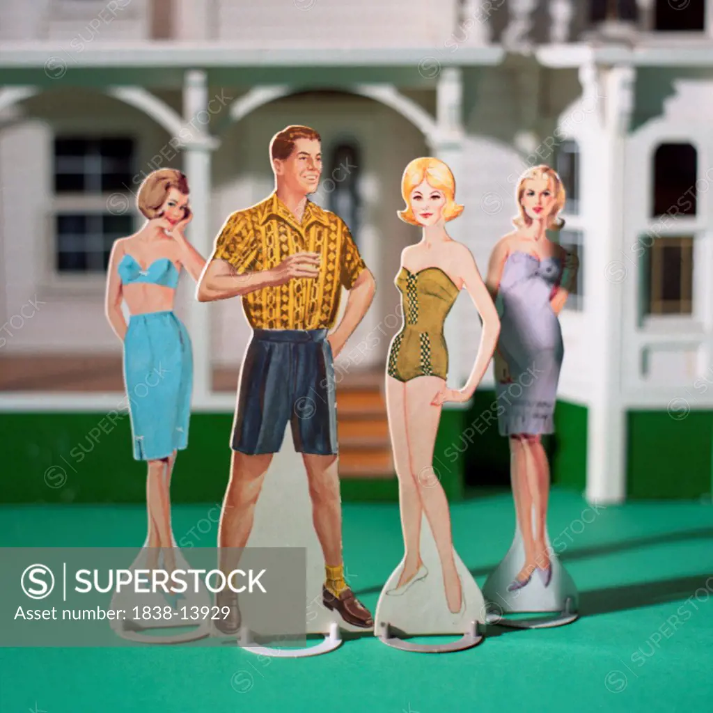 Male and Three Female Paper Dolls