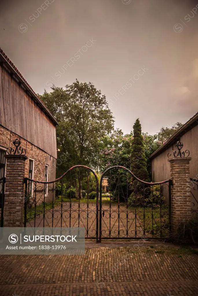 Closed Gate and Trees at Twilight, Workum, Netherlands