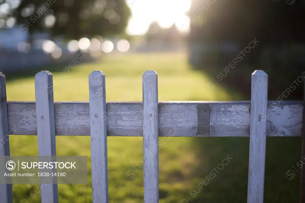 Weathered White Wood Fence