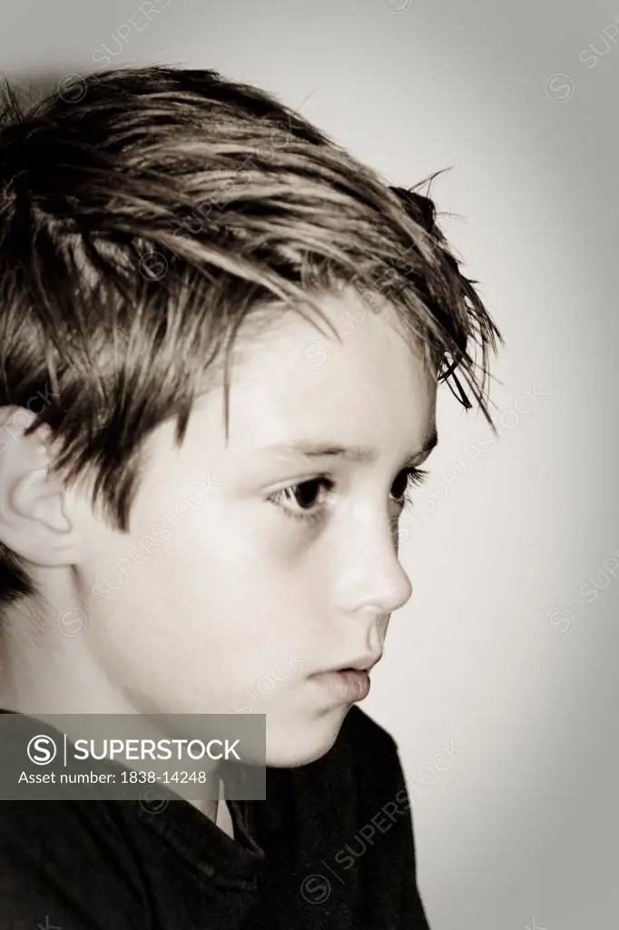 Serious Young Boy, Portrait