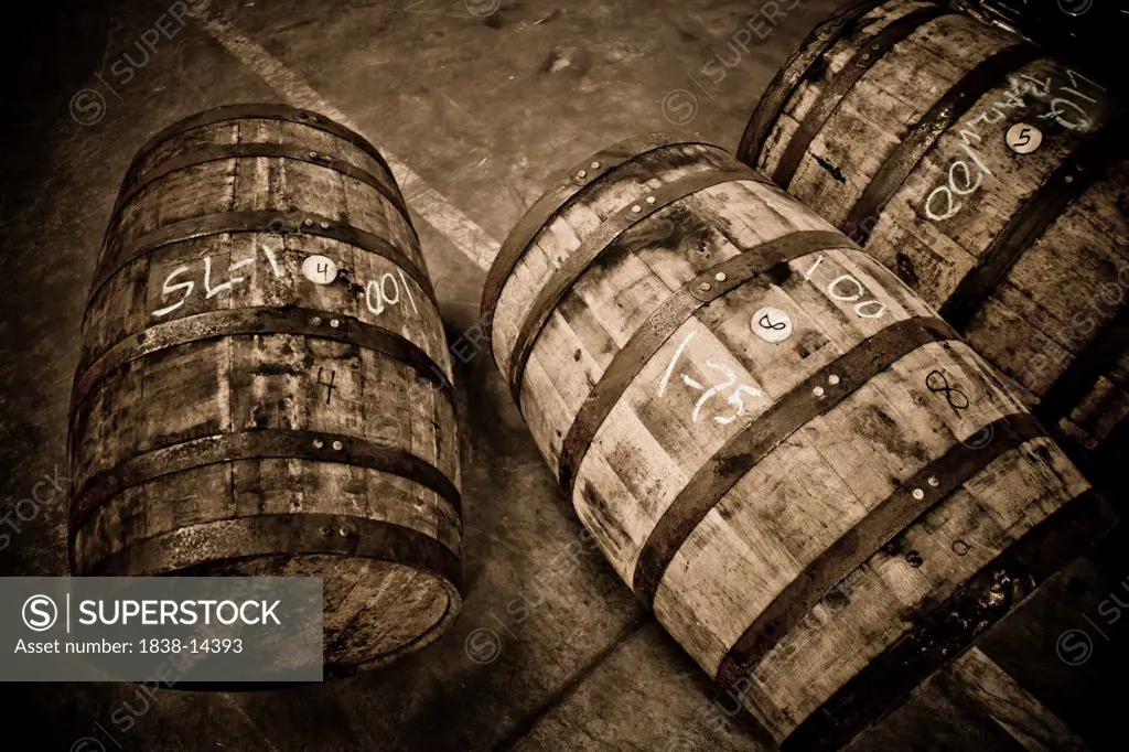 Three Whiskey Barrels, High Angle View