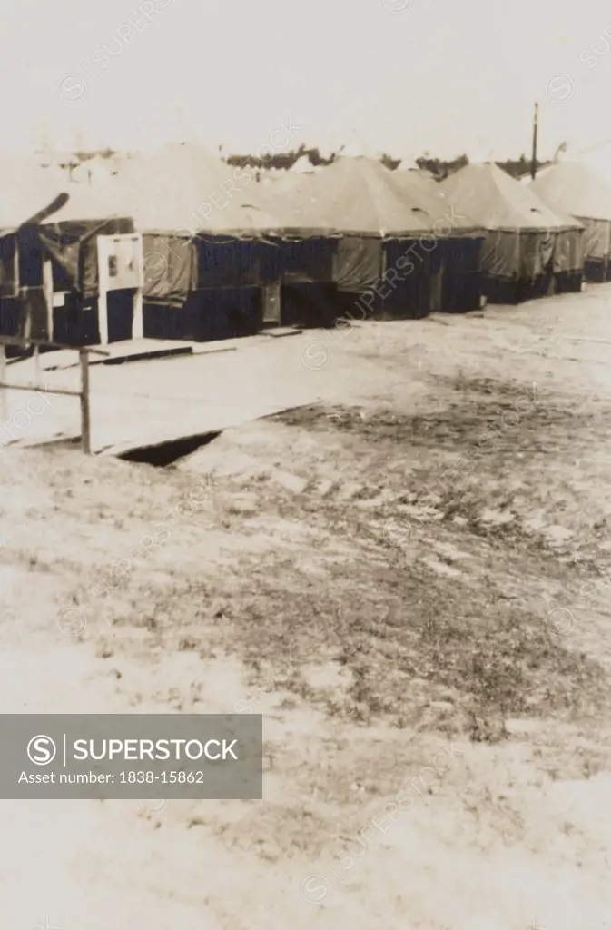 Military Tents, WWII, 2nd Battalion, 389th Infantry, US Army Military Base, Indiana, USA, 1942