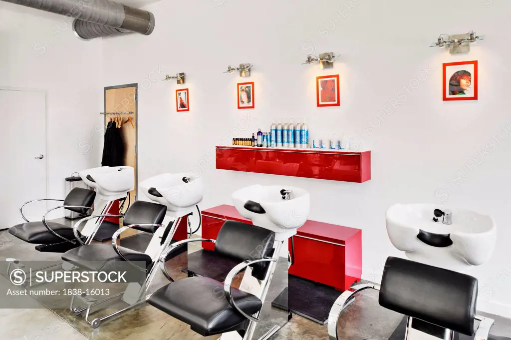 Hair Washing Sinks and Chairs in Hair Salon