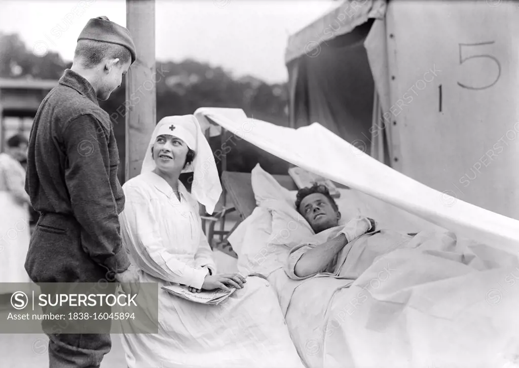 Convalescent American Soldier at Red Cross Military Hospital, Auteuil, France, Lewis Wickes Hine, American National Red Cross Photograph Collection, August 1918