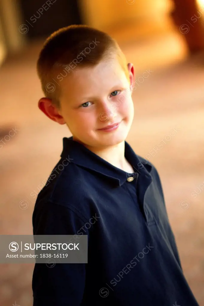 Smiling Young Boy with Red Hair, Portrait