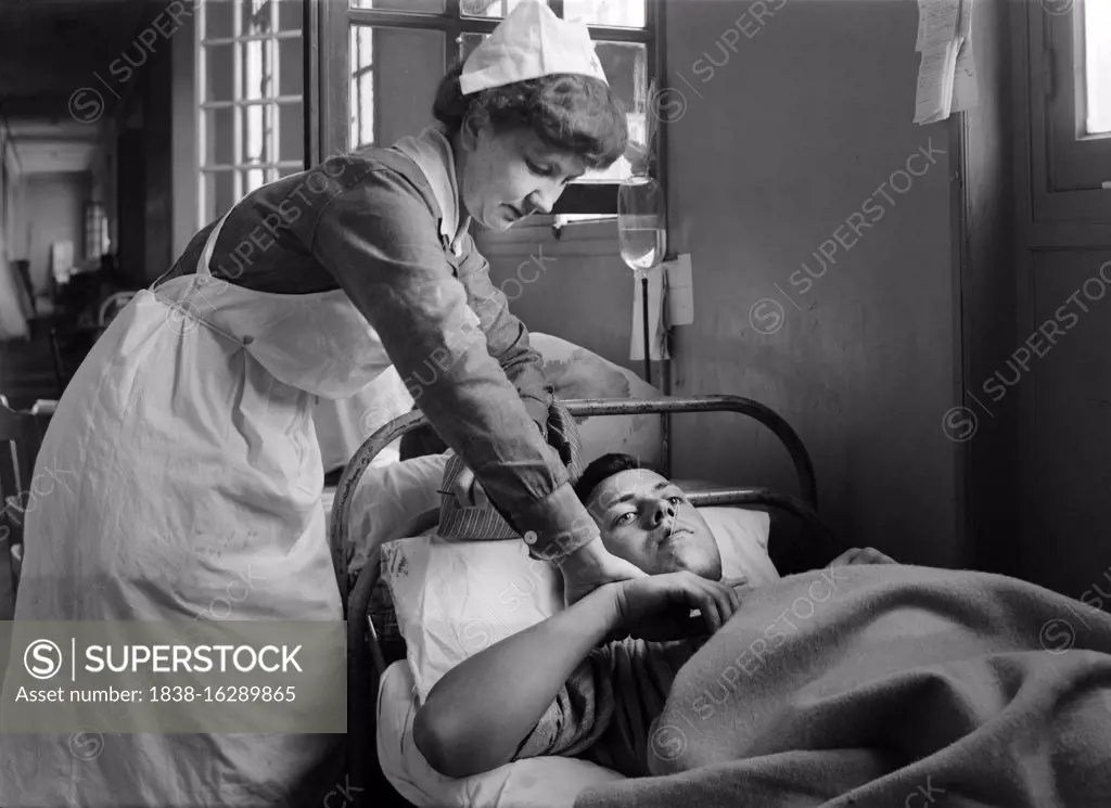 Nurse with Patient at American Military Hospital No. 1, which is supported by American Red Cross, Neuilly, France, Lewis Wickes Hine, American National Red Cross Photograph Collection, June 1918