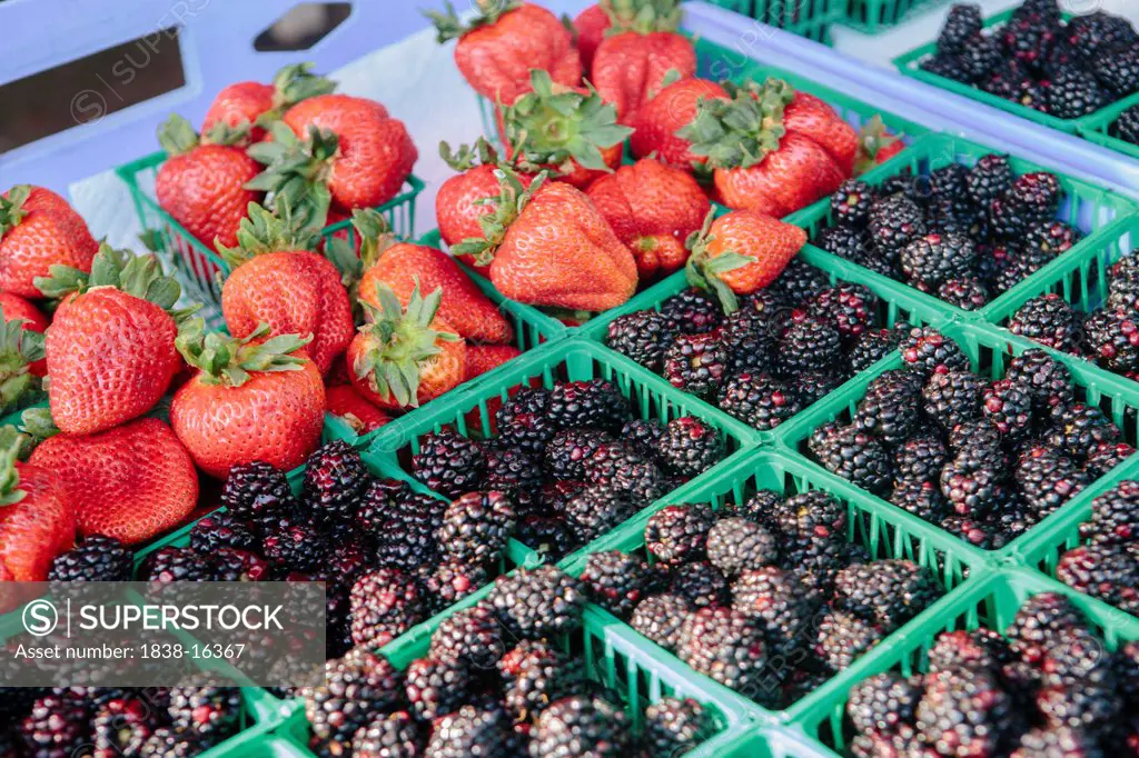 Strawberries and Blackberries at Market