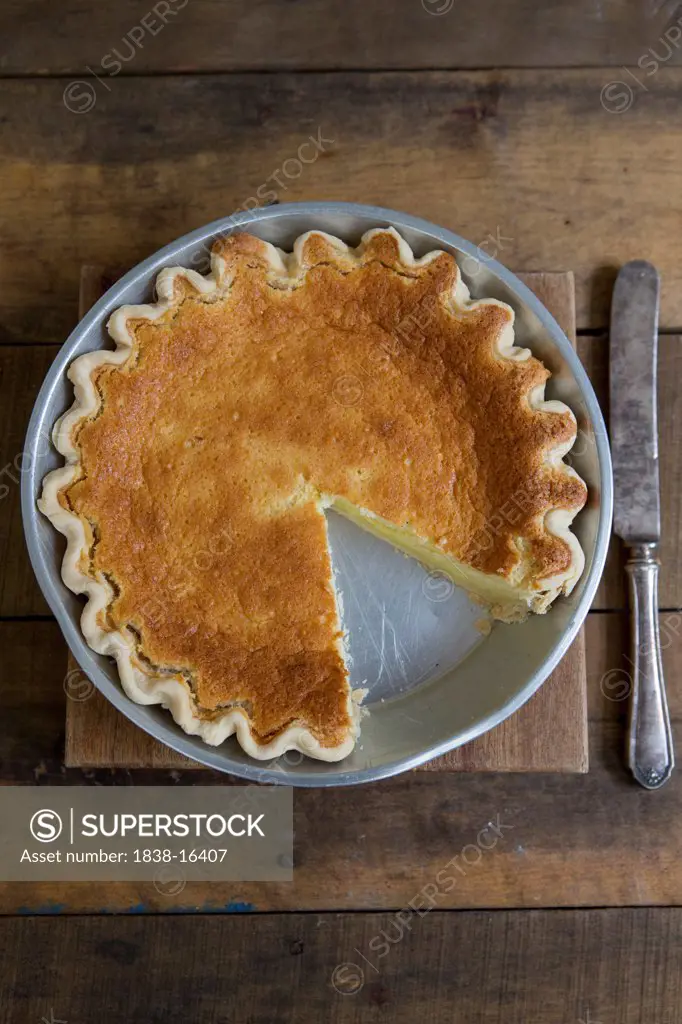 Buttermilk Pie with One Slice Missing