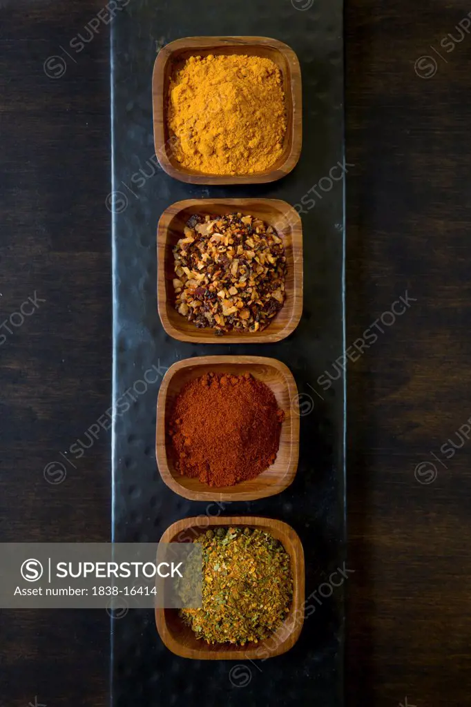 Spices in Wood Bowls