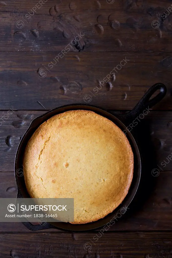 Cornbread in Skillet, High Angle View