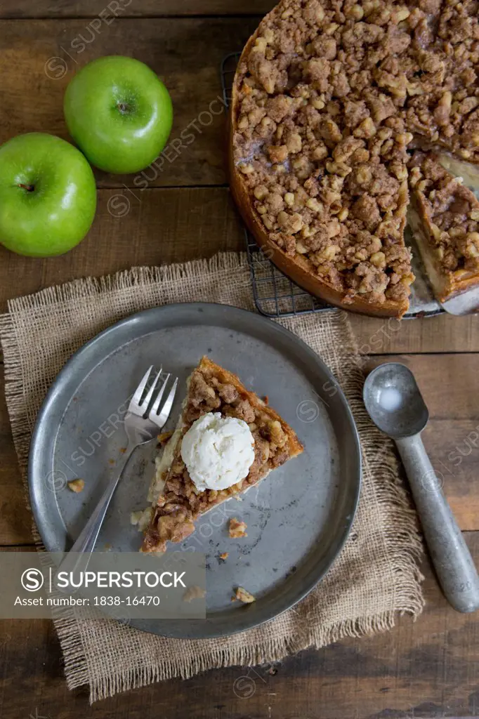 Sour Cream Apple Pie on Tin Plate