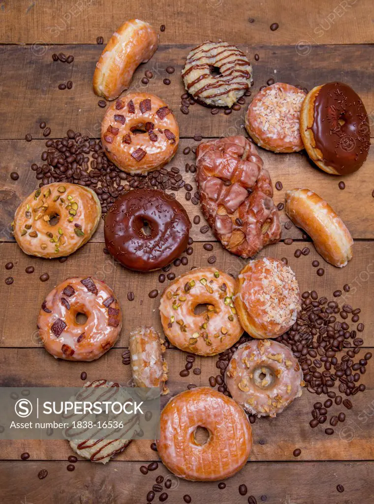 Assortment of Donuts, High Angle View