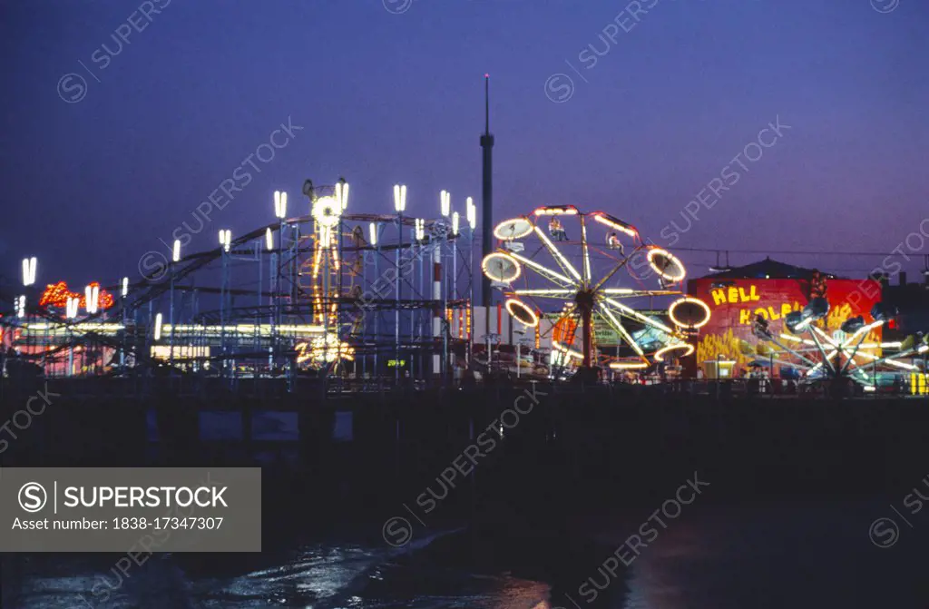 Steeplechase Pier at Night, Atlantic City, New Jersey, USA, John Margolies Roadside America Photograph Archive, 1978
