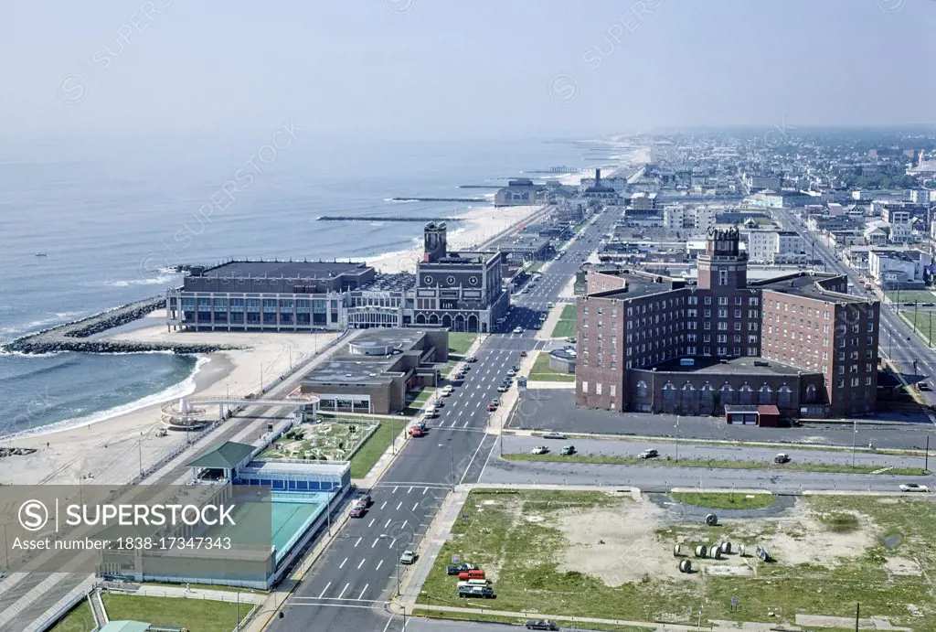 Buildings and Beach, High Angle View, Asbury Park, New Jersey, USA, John Margolies Roadside America Photograph Archive, 1978 