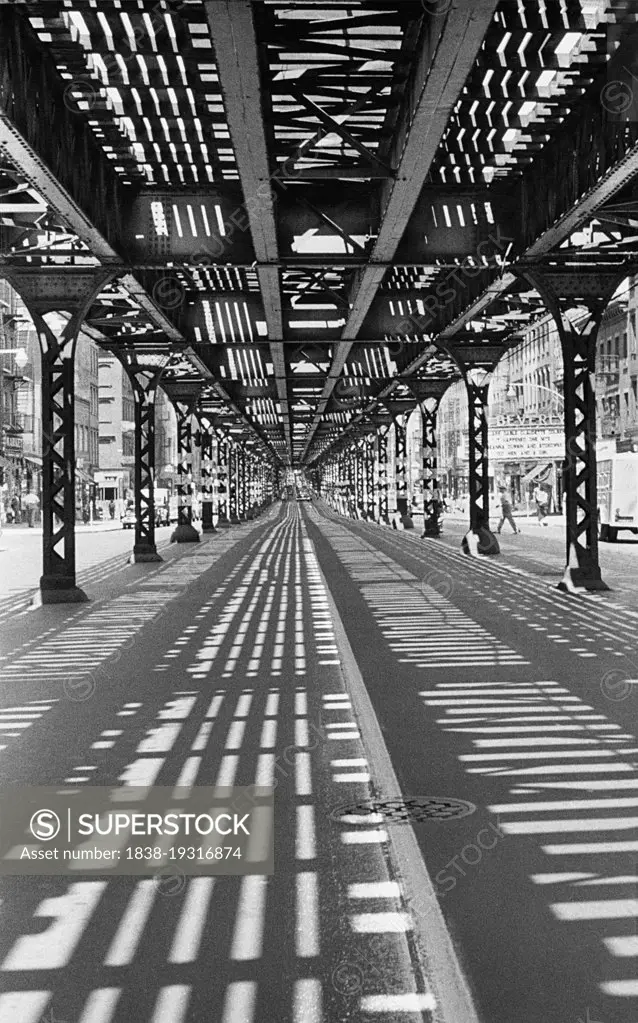 Street Scene underneath Elevated Railway, New York City, New York, USA, Angelo Rizzuto, Anthony Angel Collection, August 1953