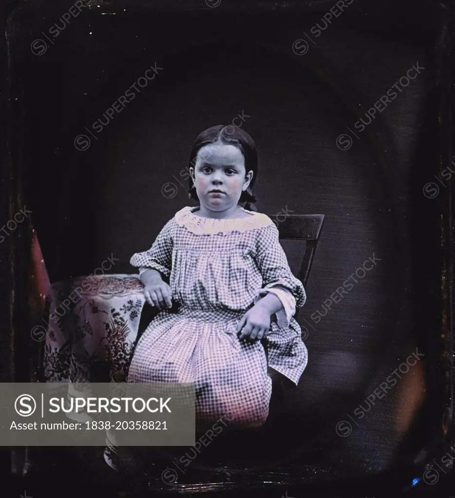 Young Girl Sitting in Chair, Portrait, Daguerreotype, circa 1850's