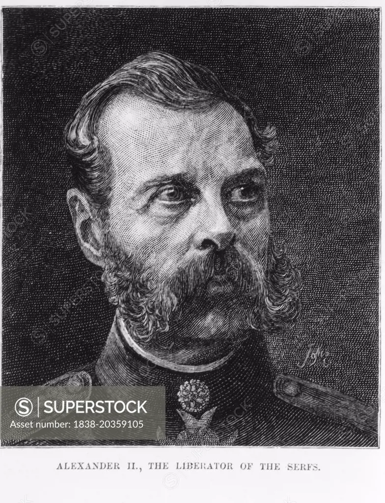 Alexander II (1818-1881), Emperor of Russia 1855-1881, Portrait, Engraving, 1886