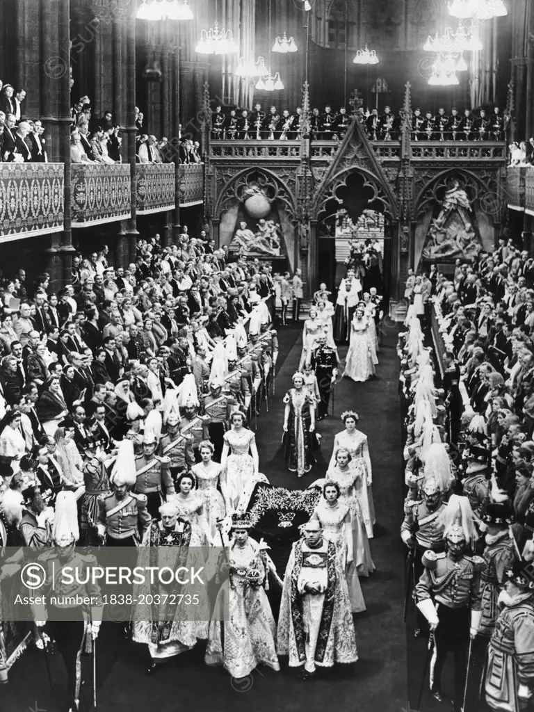 Queen Elizabeth II, on her Coronation Day, Westminster Abbey, London, England, UK, June 2, 1952