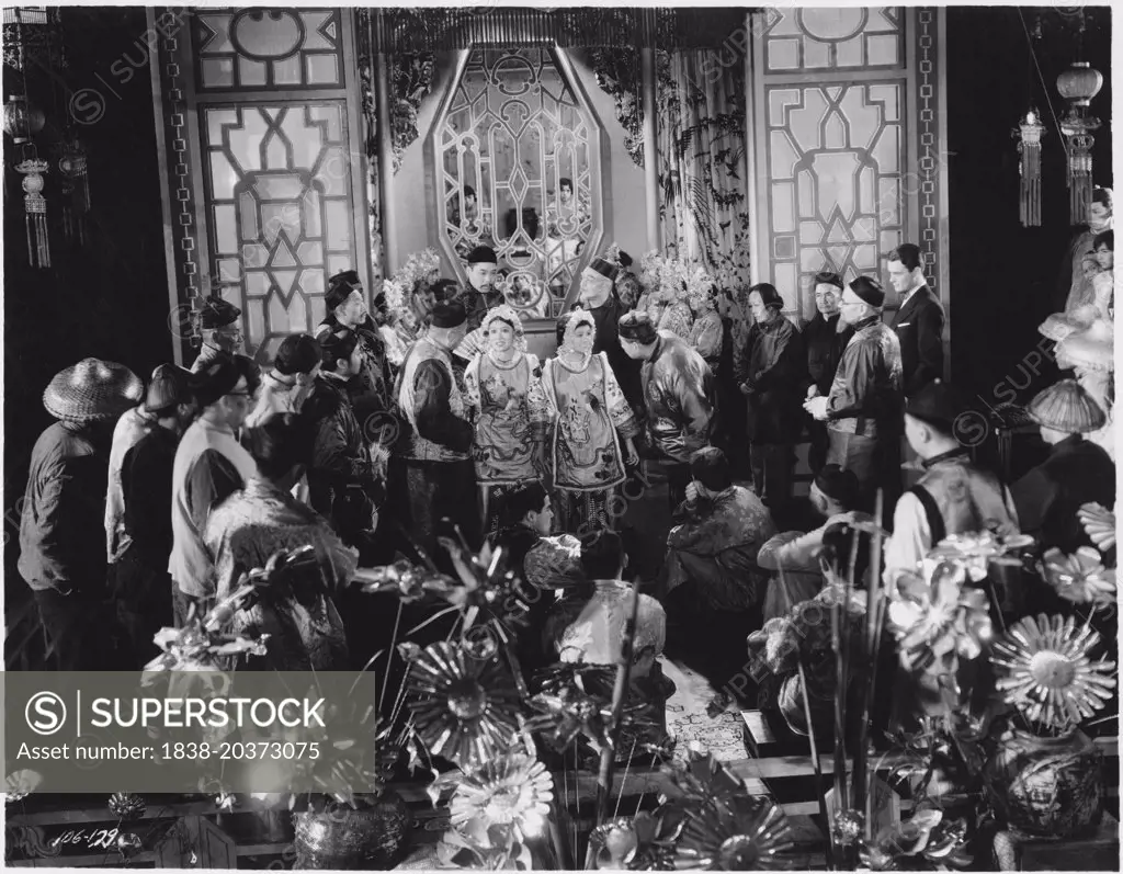 Group of People Attending Traditional Chinese Ceremony, on-set of the Film "East is West", 1930
