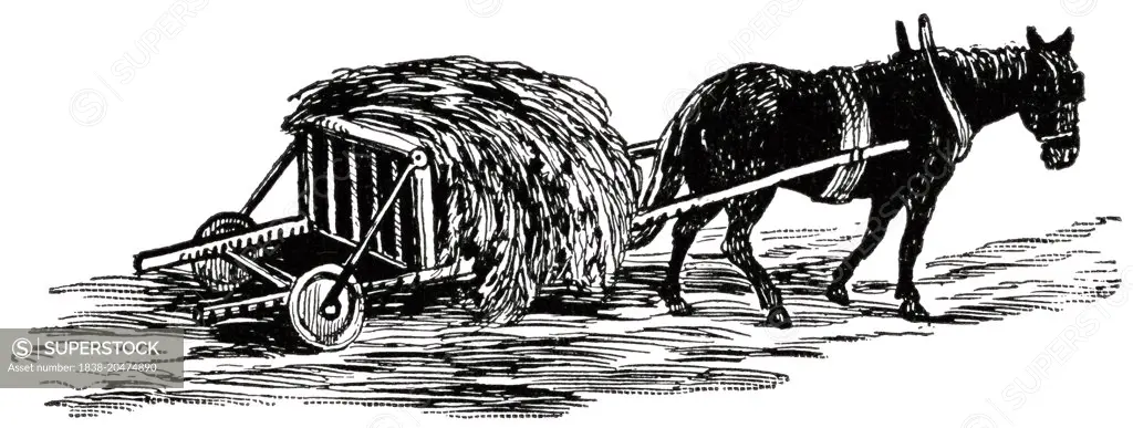 Ancient Welsh Cart, "Classical Portfolio of Primitive Carriers", by Marshall M. Kirman, World Railway Publ. Co., Illustration, 1895