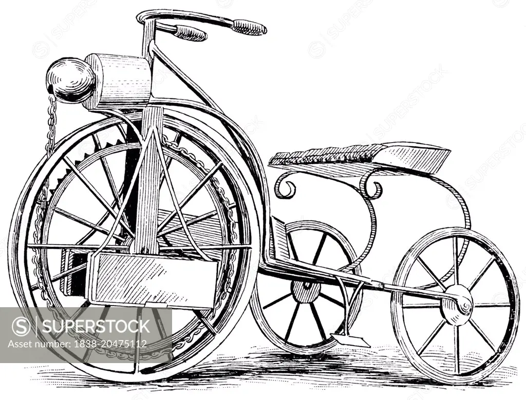 Electric Tricycle, C.H. Barrows, Illustration, circa 1895