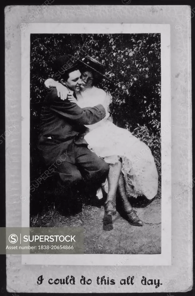 Romantic Couple, "I Could do this  All Day", Postcard, 1913